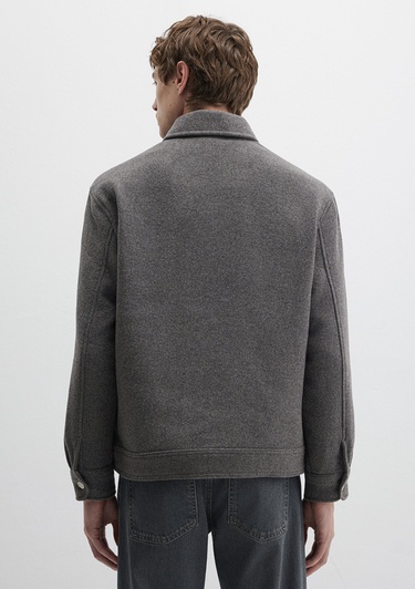  Mavi Yün Karışımlı Gri Gömlek Loose Fit / Bol Rahat Kesim 0211804-80024
