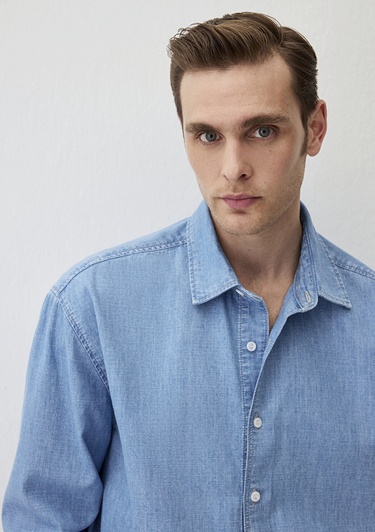  Mavi Theo Edition Açık Mavi Jean Gömlek Slim Fit / Dar Kesim 0211655-90893