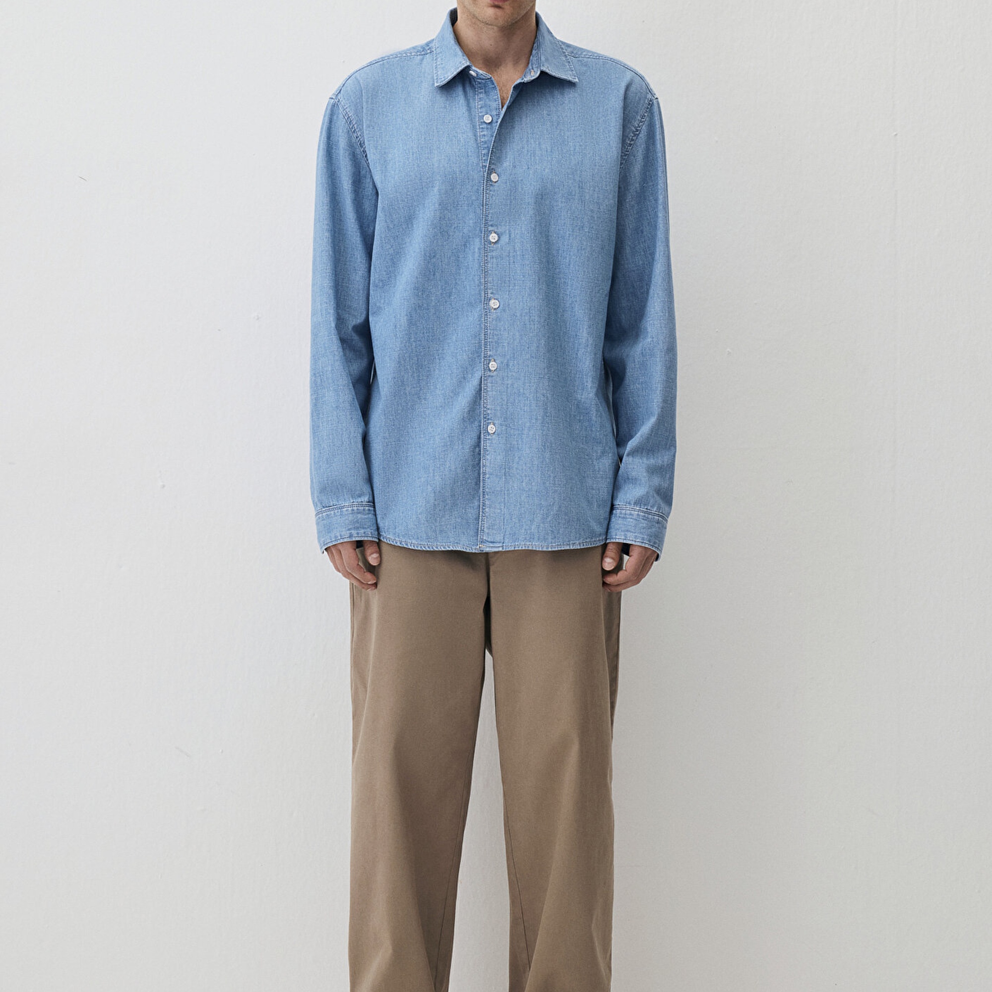 Mavi Theo Edition Açık Mavi Jean Gömlek Slim Fit / Dar Kesim 0211655-90893