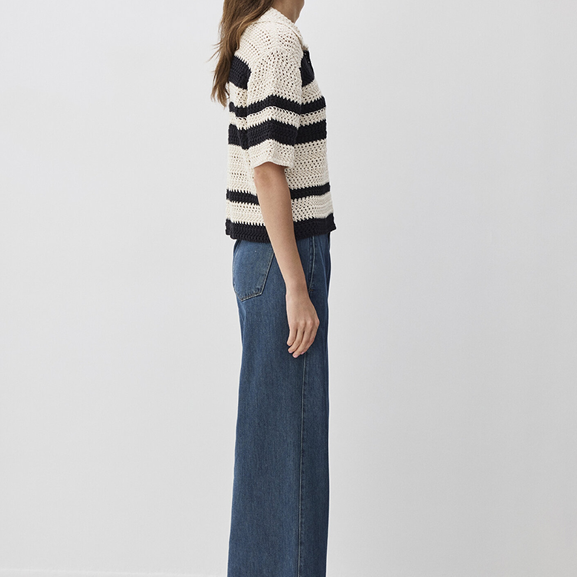 Mavi Siyah Çizgili Triko Polo 1710678-85407