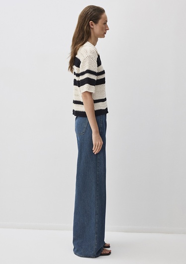  Mavi Siyah Çizgili Triko Polo 1710678-85407