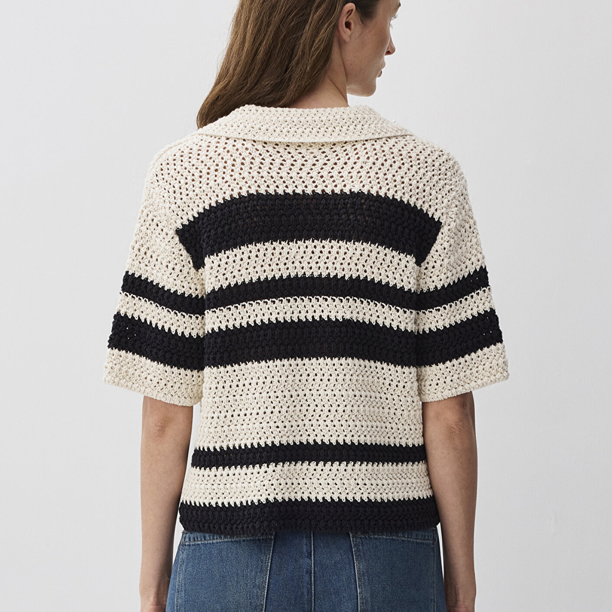 Mavi Siyah Çizgili Triko Polo 1710678-85407