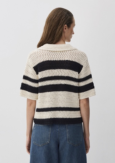  Mavi Siyah Çizgili Triko Polo 1710678-85407