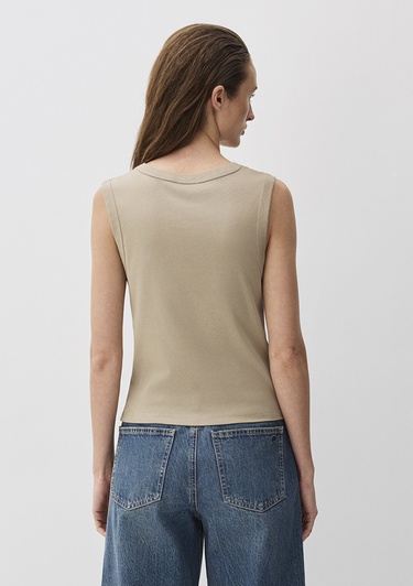  Mavi Kahverengi  V Yaka Kolsuz Bluz 1613248-80656