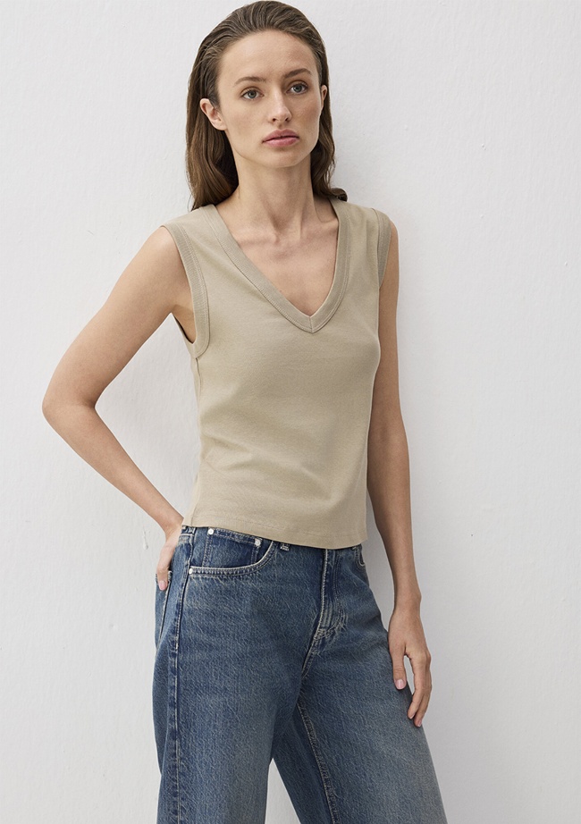  Mavi Kahverengi  V Yaka Kolsuz Bluz 1613248-80656