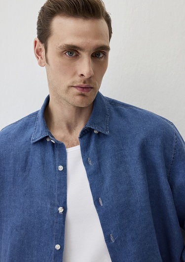  Mavi Mavi Keten Gömlek Regular Fit / Normal Kesim 0211564-18790