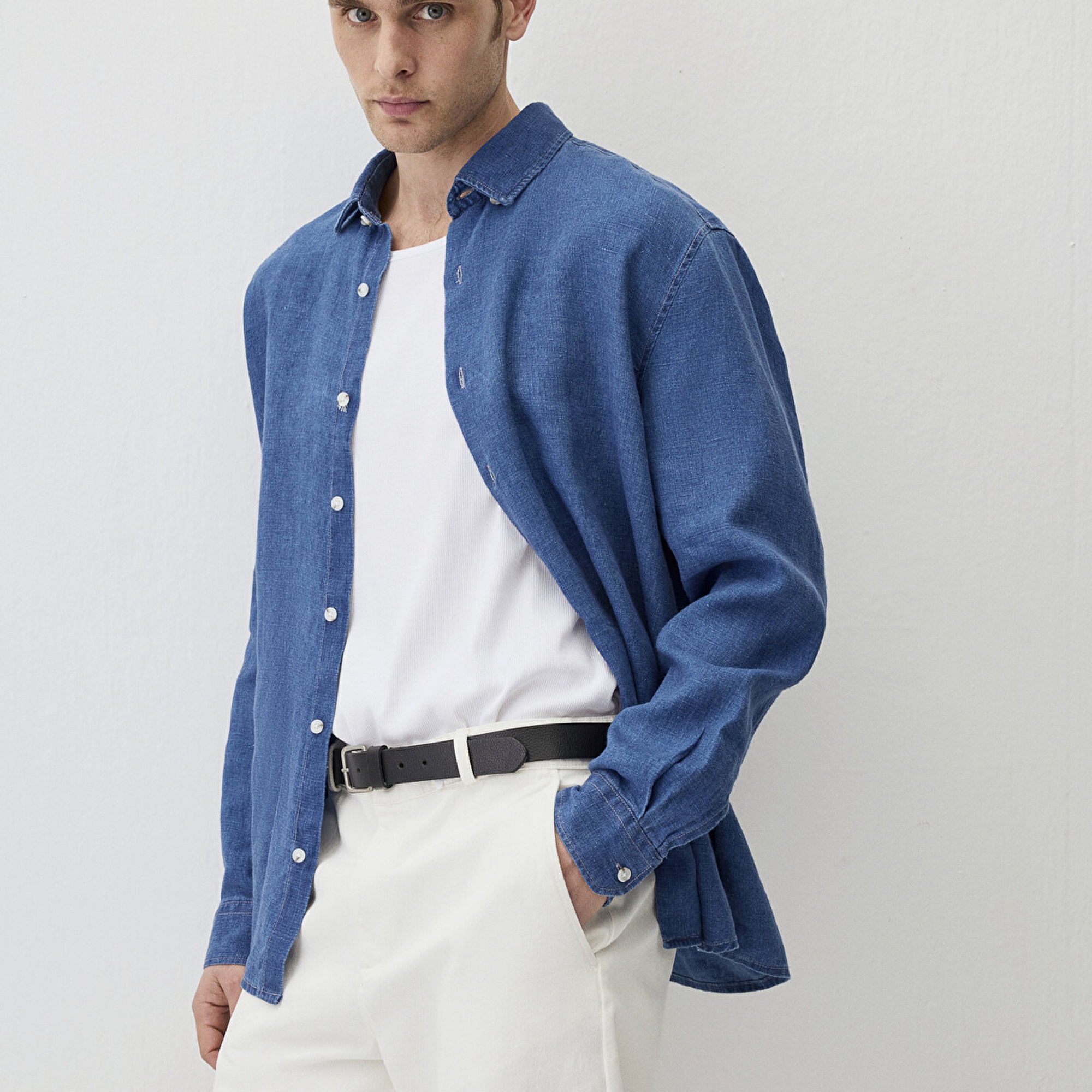 Mavi Mavi Keten Gömlek Regular Fit / Normal Kesim 0211564-18790