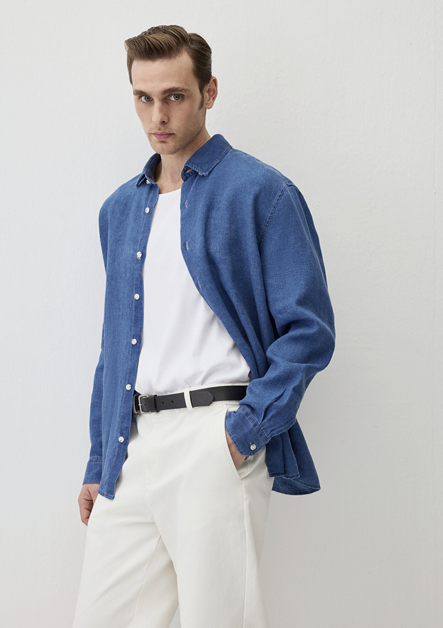  Mavi Mavi Keten Gömlek Regular Fit / Normal Kesim 0211564-18790