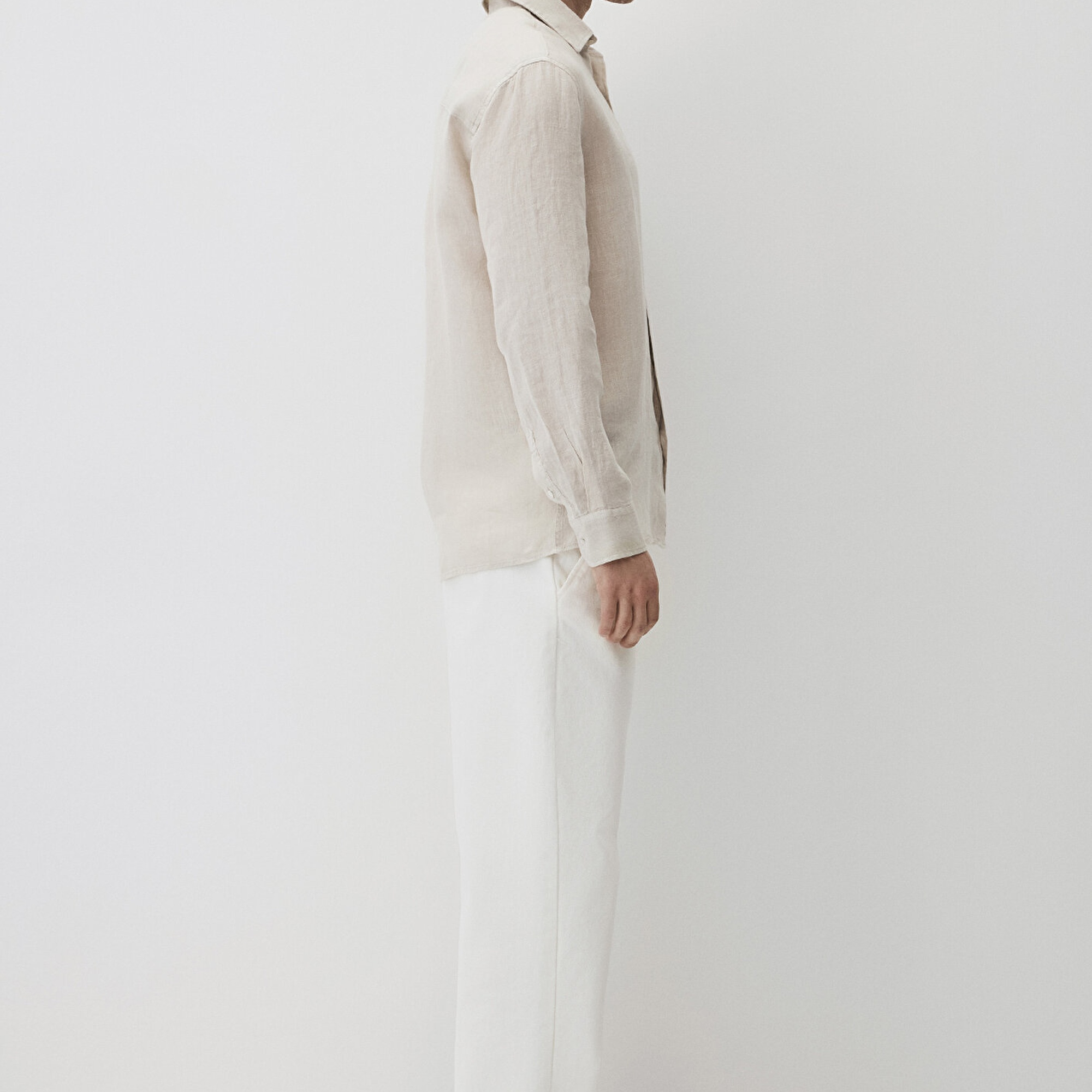 Mavi Bej Keten Gömlek Regular Fit / Normal Kesim 0211496-70134