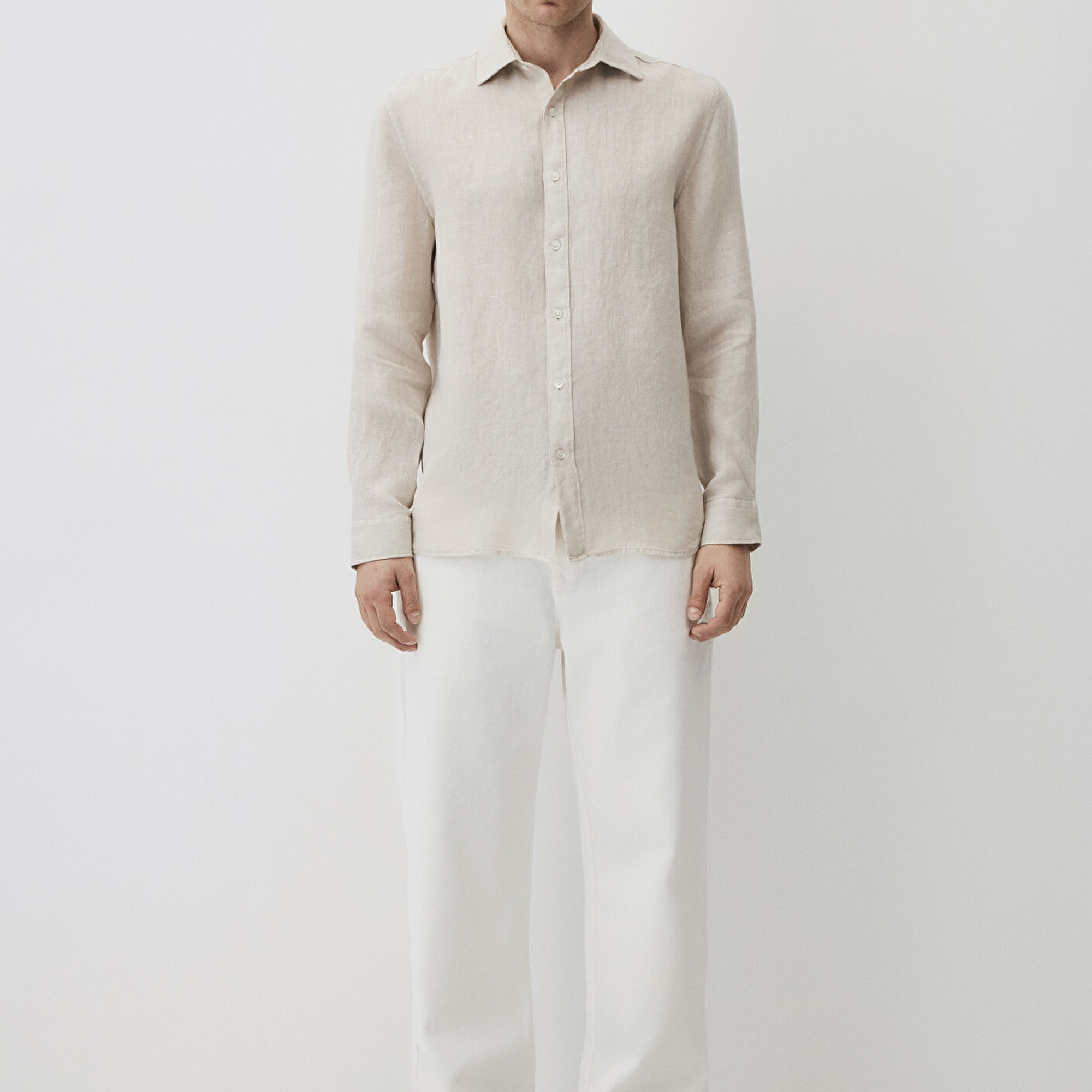 Mavi Bej Keten Gömlek Regular Fit / Normal Kesim 0211496-70134