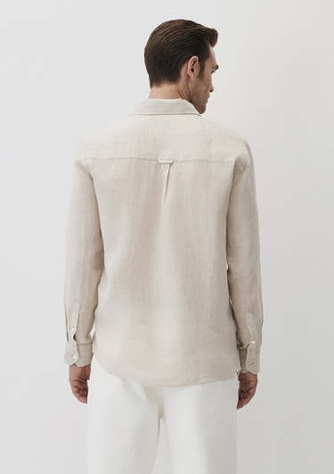  Mavi Bej Keten Gömlek Regular Fit / Normal Kesim 0211496-70134