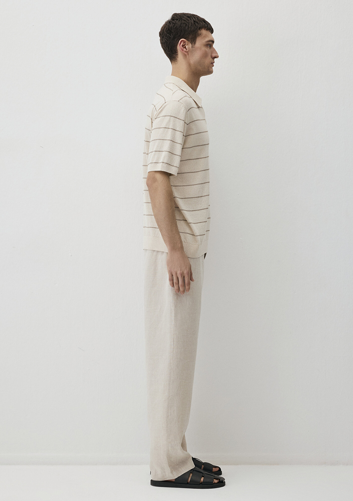 Mavi Ekru Çizgili Triko Polo 0710305-70057