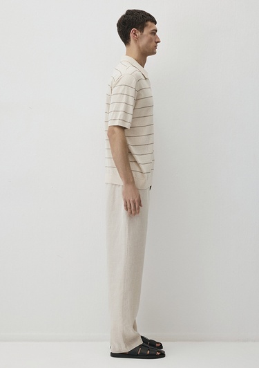  Mavi Ekru Çizgili Triko Polo 0710305-70057