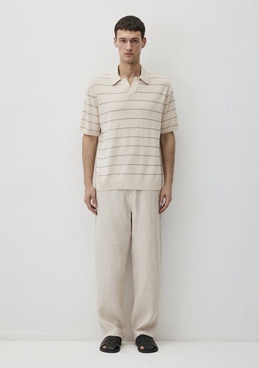  Mavi Ekru Çizgili Triko Polo 0710305-70057