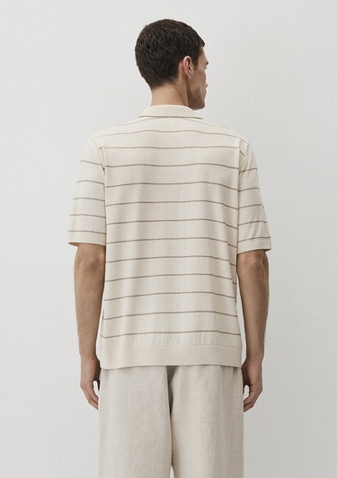  Mavi Ekru Çizgili Triko Polo 0710305-70057