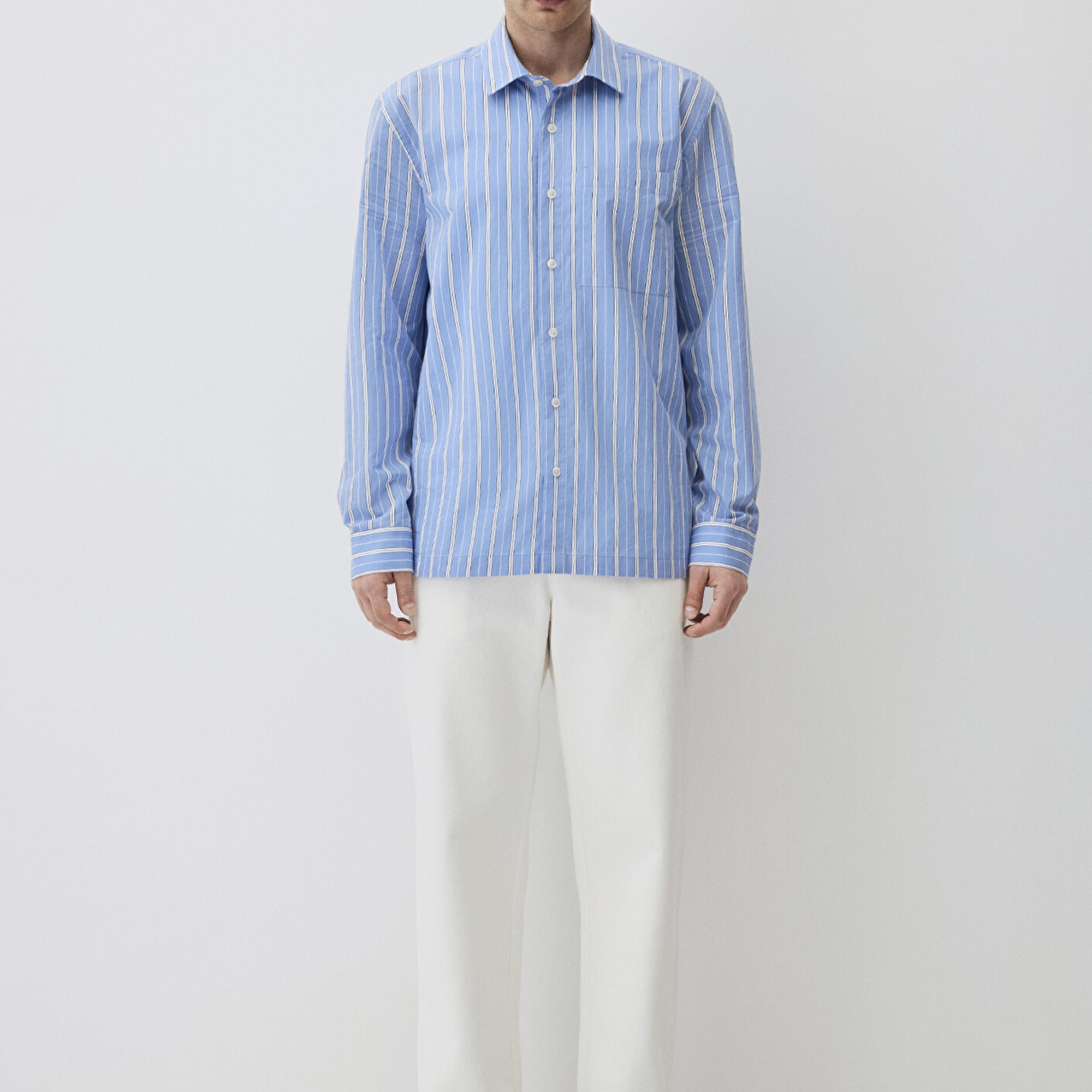 Mavi Çizgili Mavi Gömlek Regular Fit / Normal Kesim 0211493-81960