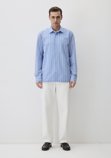  Mavi Çizgili Mavi Gömlek Regular Fit / Normal Kesim 0211493-81960