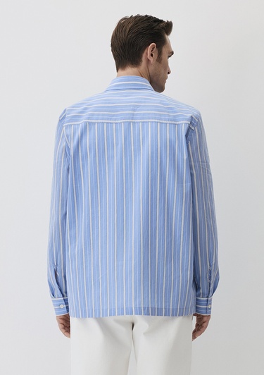  Mavi Çizgili Mavi Gömlek Regular Fit / Normal Kesim 0211493-81960