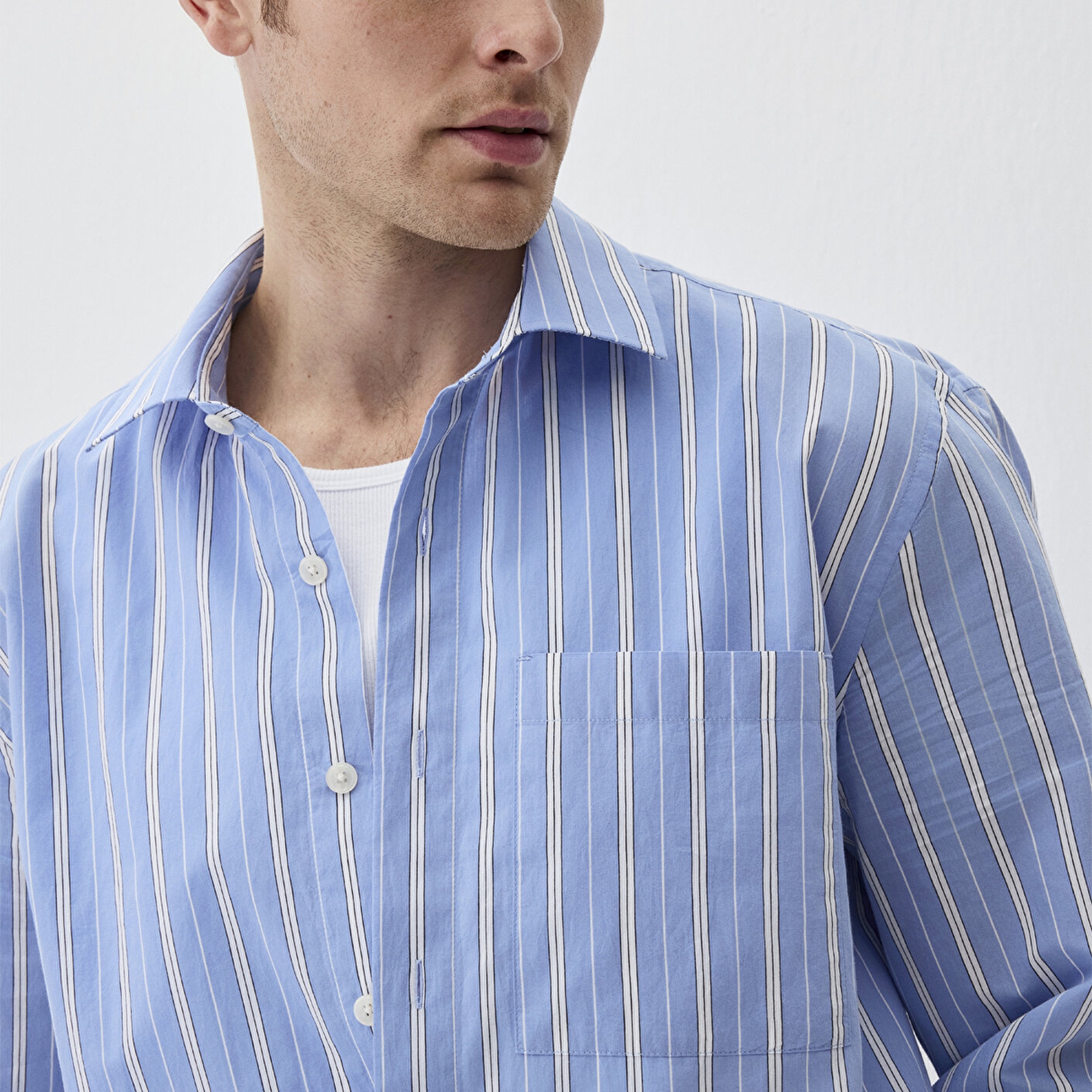 Mavi Çizgili Mavi Gömlek Regular Fit / Normal Kesim 0211493-81960