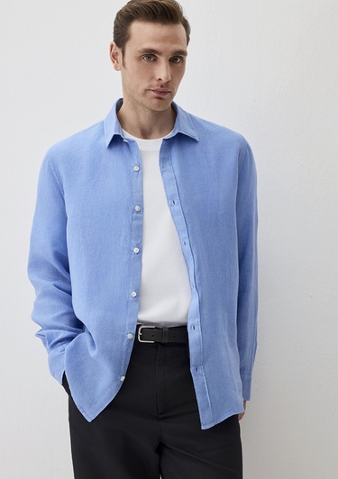  Mavi Mavi Keten Gömlek Regular Fit / Normal Kesim 0211496-89517