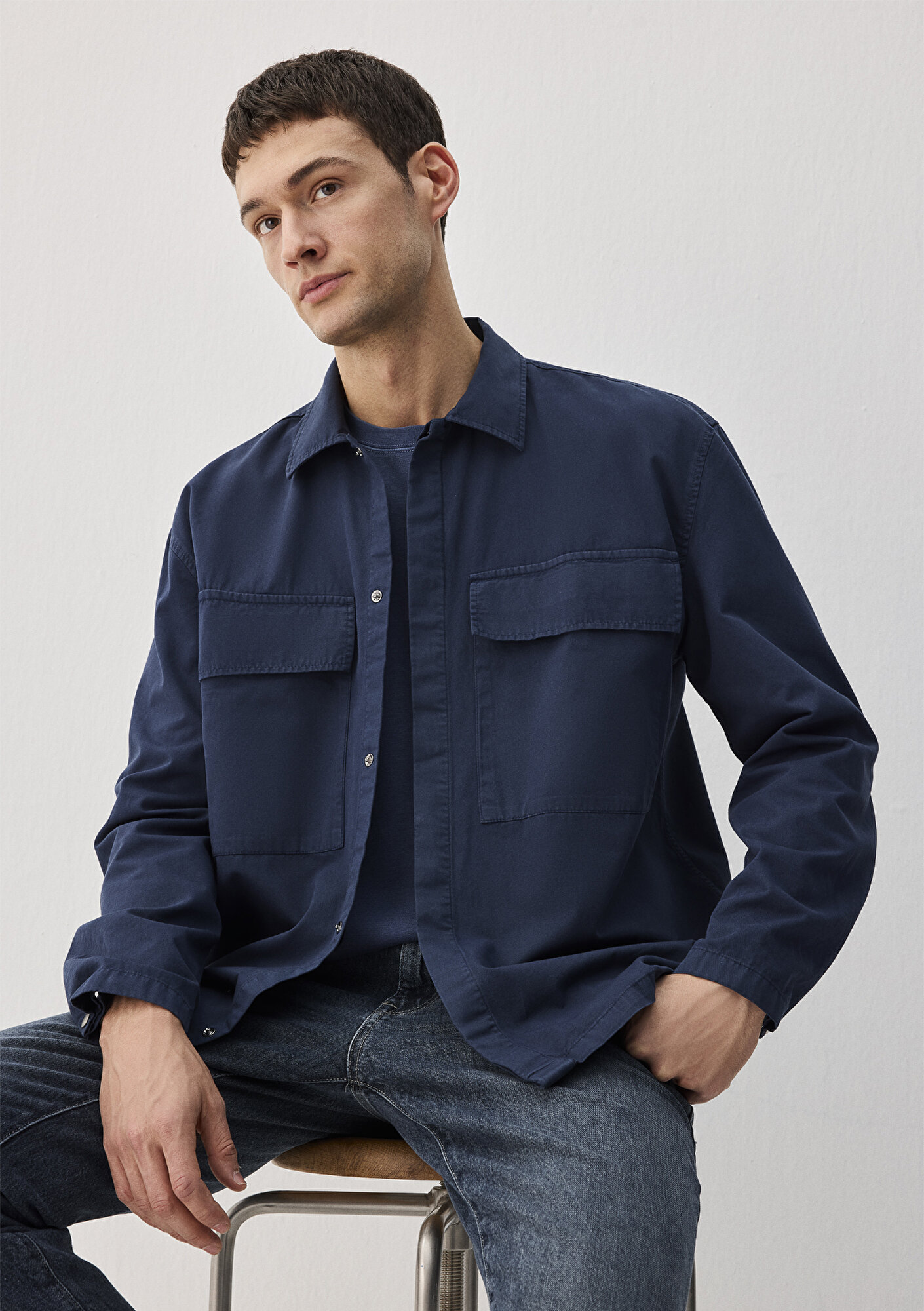 Mavi Lacivert Gömlek Loose Fit / Bol Rahat Kesim 0211076-70497