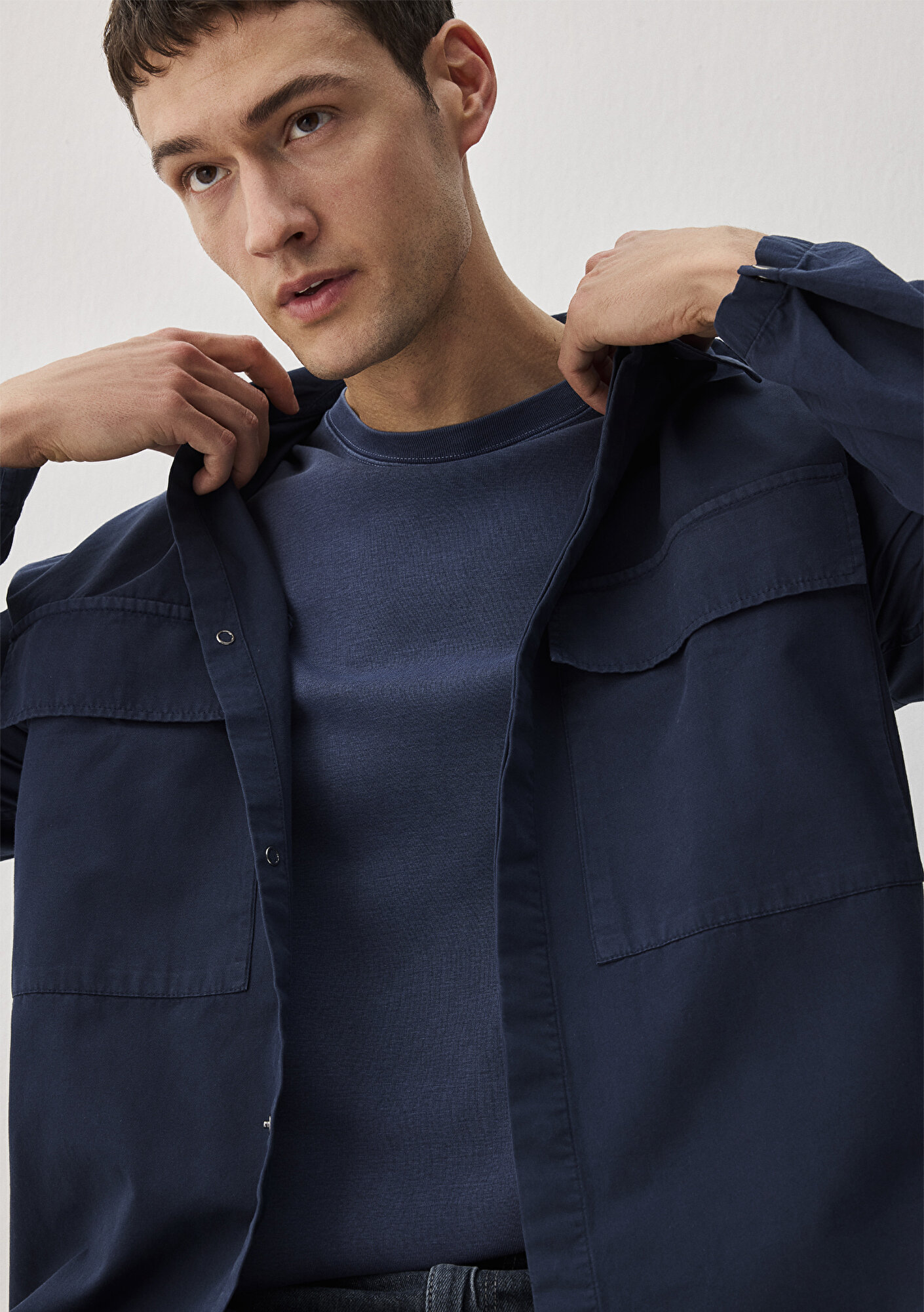  Mavi Lacivert Gömlek Loose Fit / Bol Rahat Kesim 0211076-70497