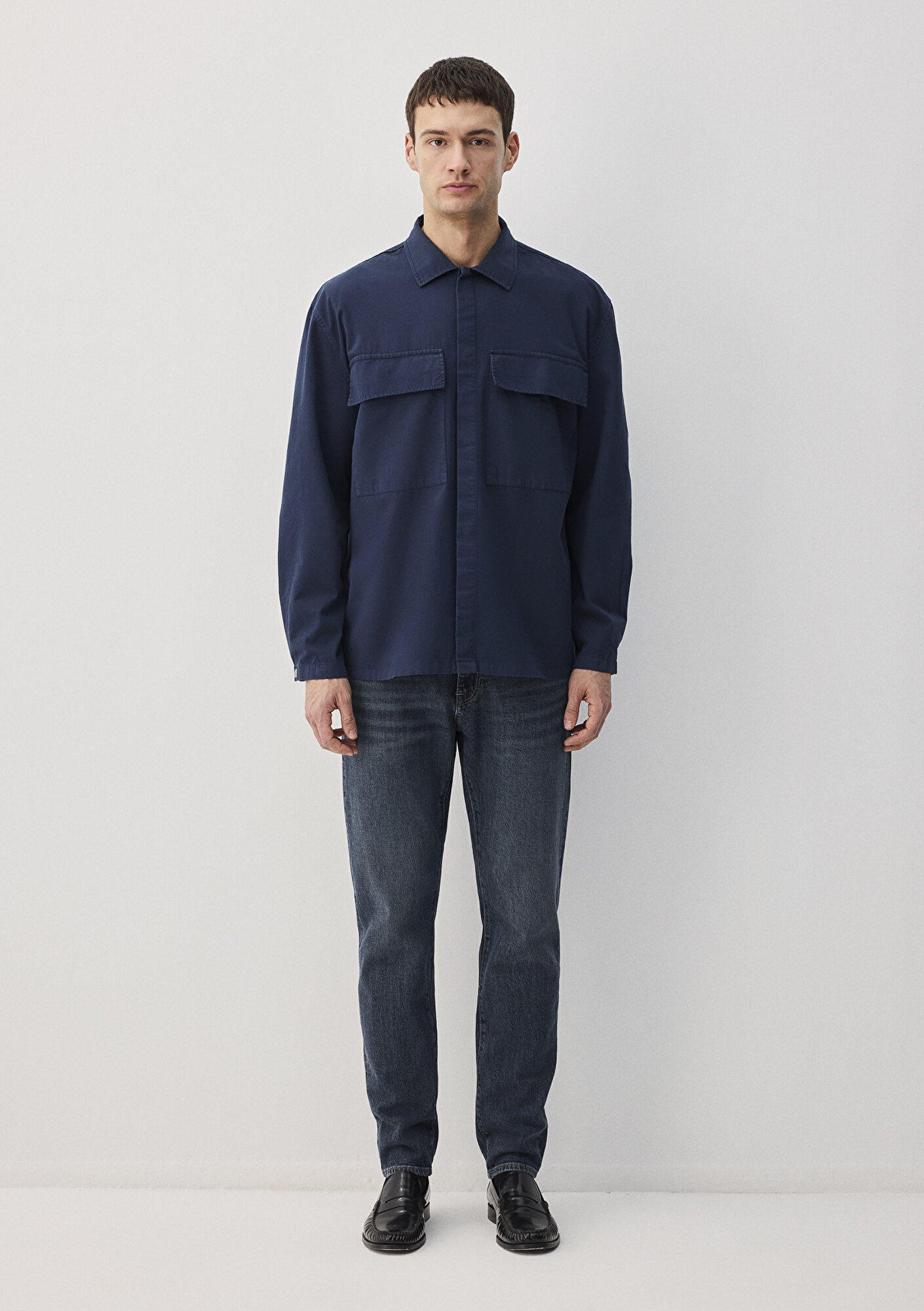 Mavi Lacivert Gömlek Loose Fit / Bol Rahat Kesim 0211076-70497