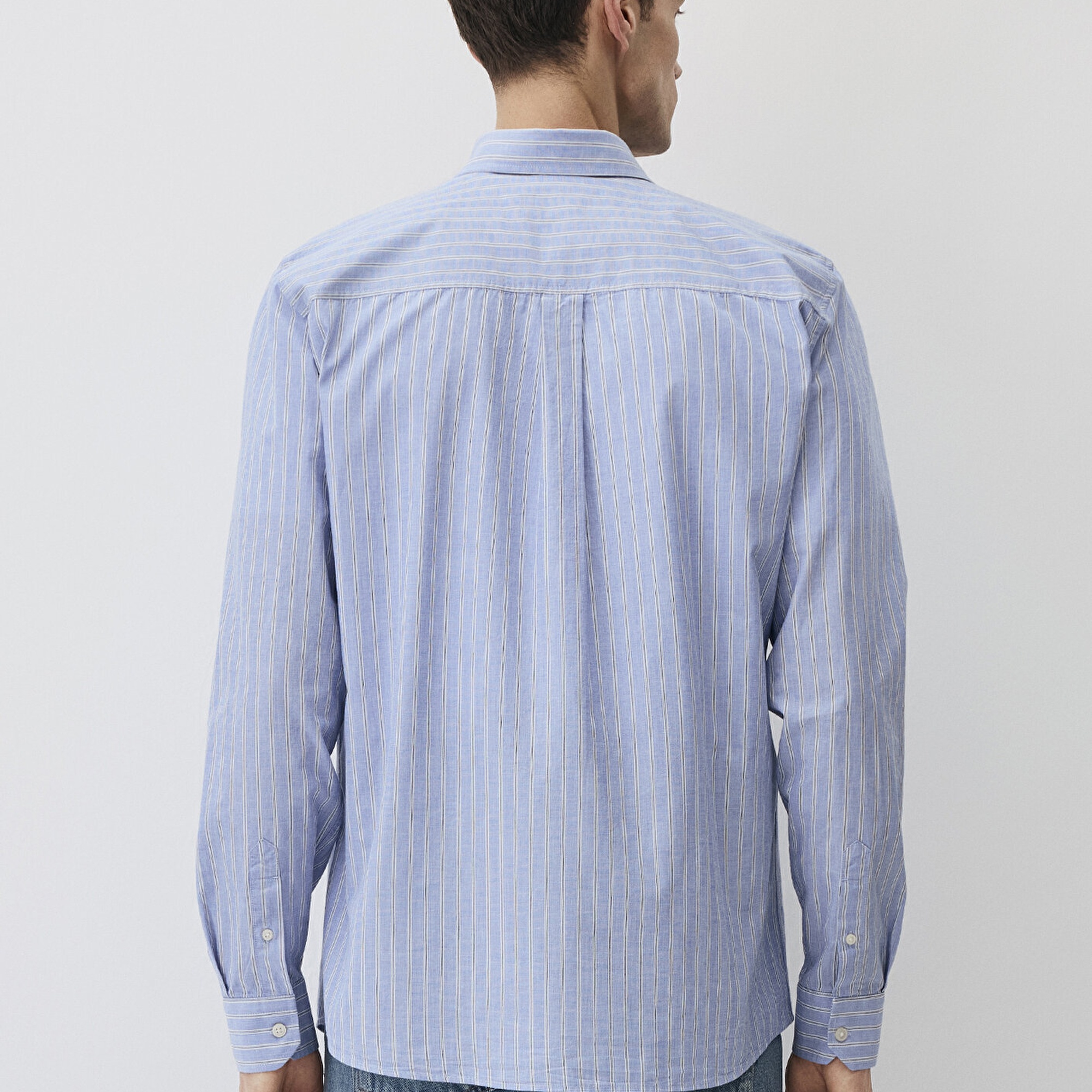 Mavi Çizgili Mavi Gömlek Regular Fit / Normal Kesim 0211429-70717