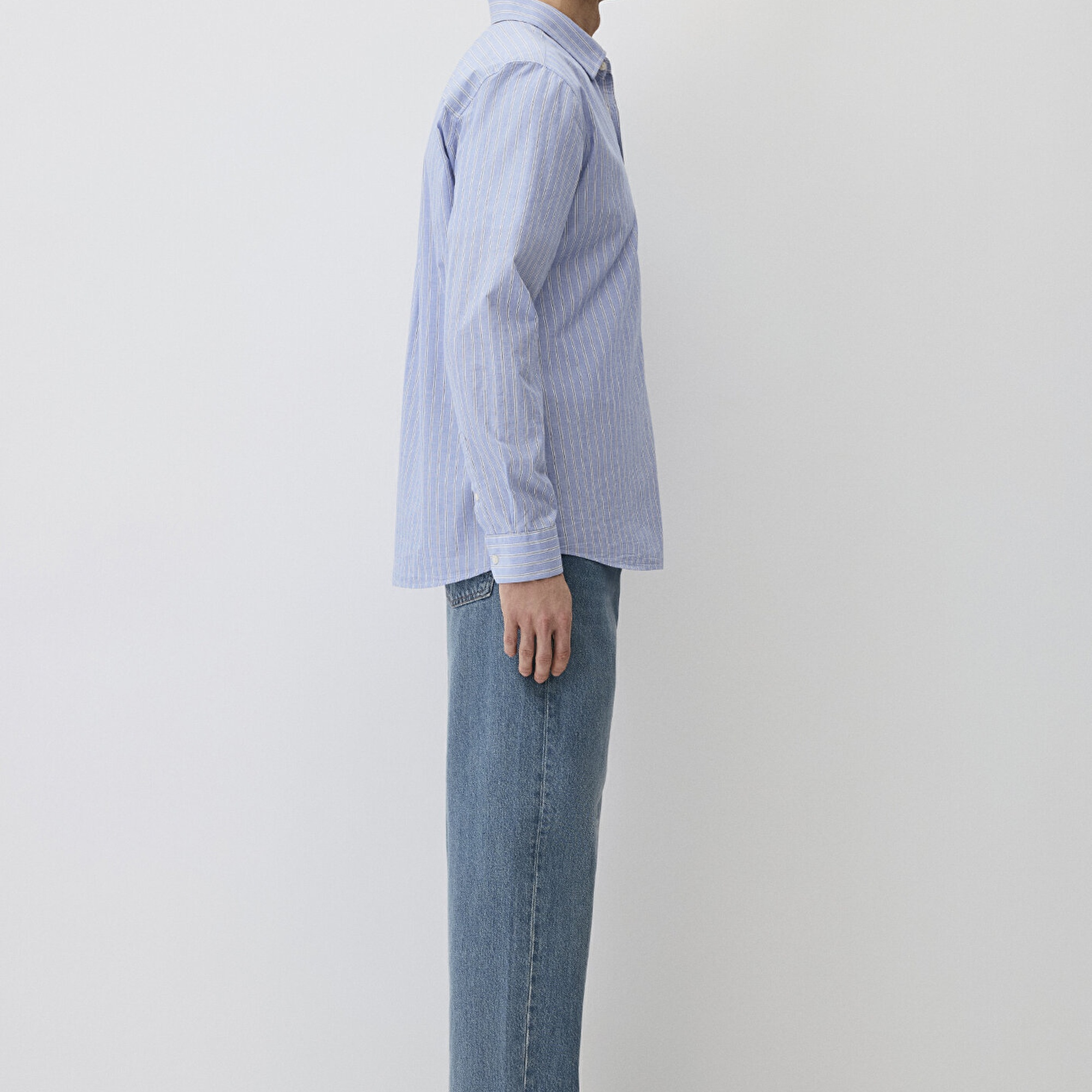 Mavi Çizgili Mavi Gömlek Regular Fit / Normal Kesim 0211429-70717