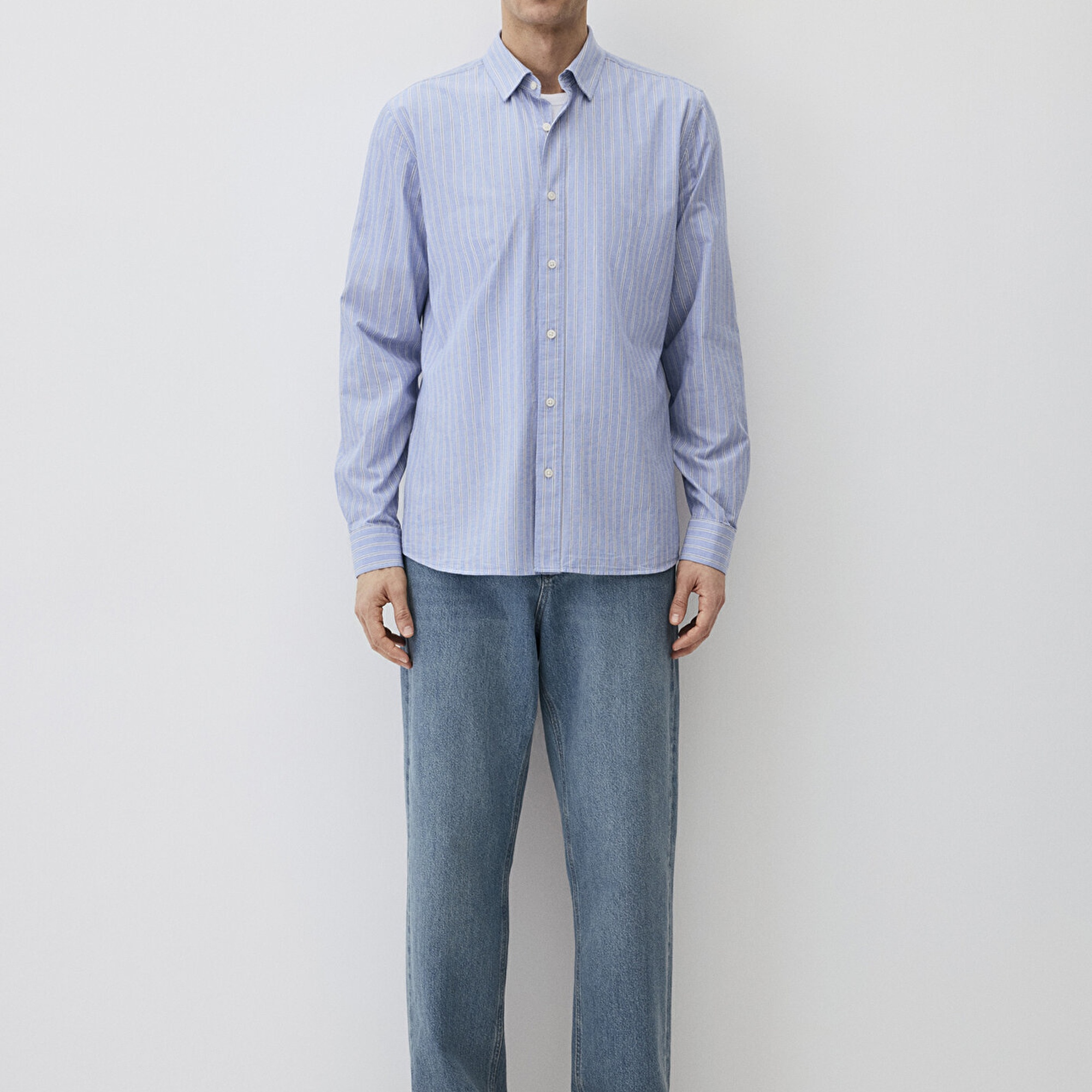 Mavi Çizgili Mavi Gömlek Regular Fit / Normal Kesim 0211429-70717