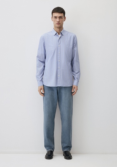  Mavi Çizgili Mavi Gömlek Regular Fit / Normal Kesim 0211429-70717