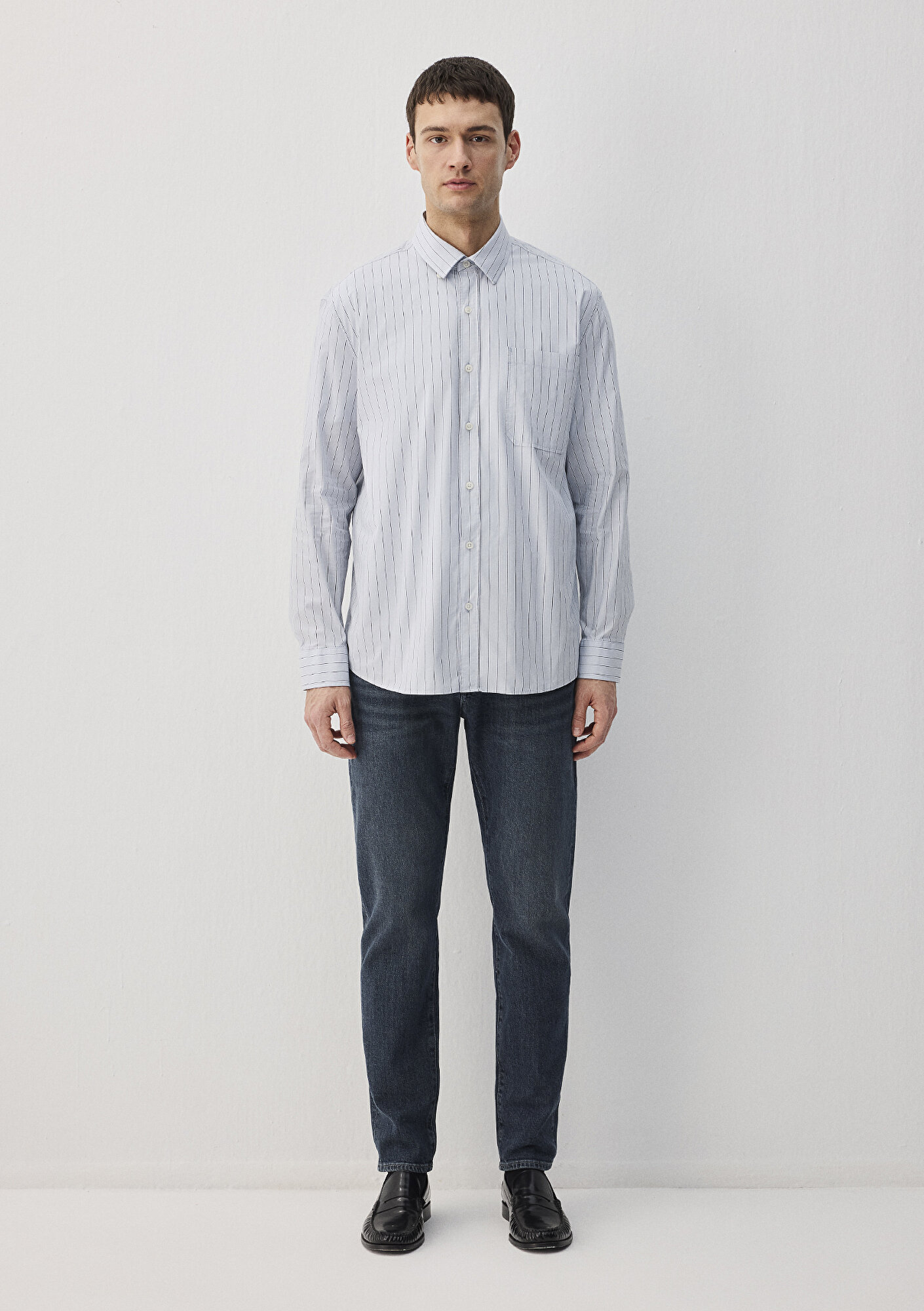 Mavi Çizgili Mavi Gömlek Regular Fit / Normal Kesim 0211445-70793