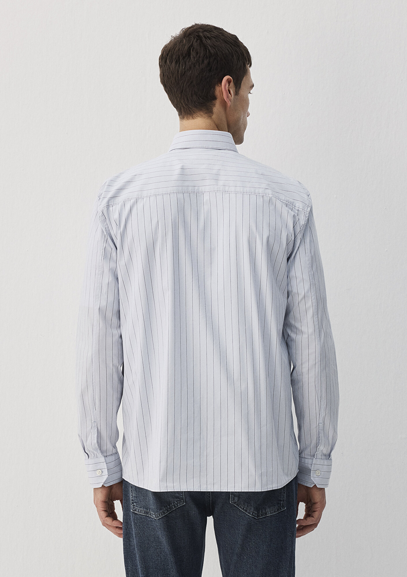 Mavi Çizgili Mavi Gömlek Regular Fit / Normal Kesim 0211445-70793