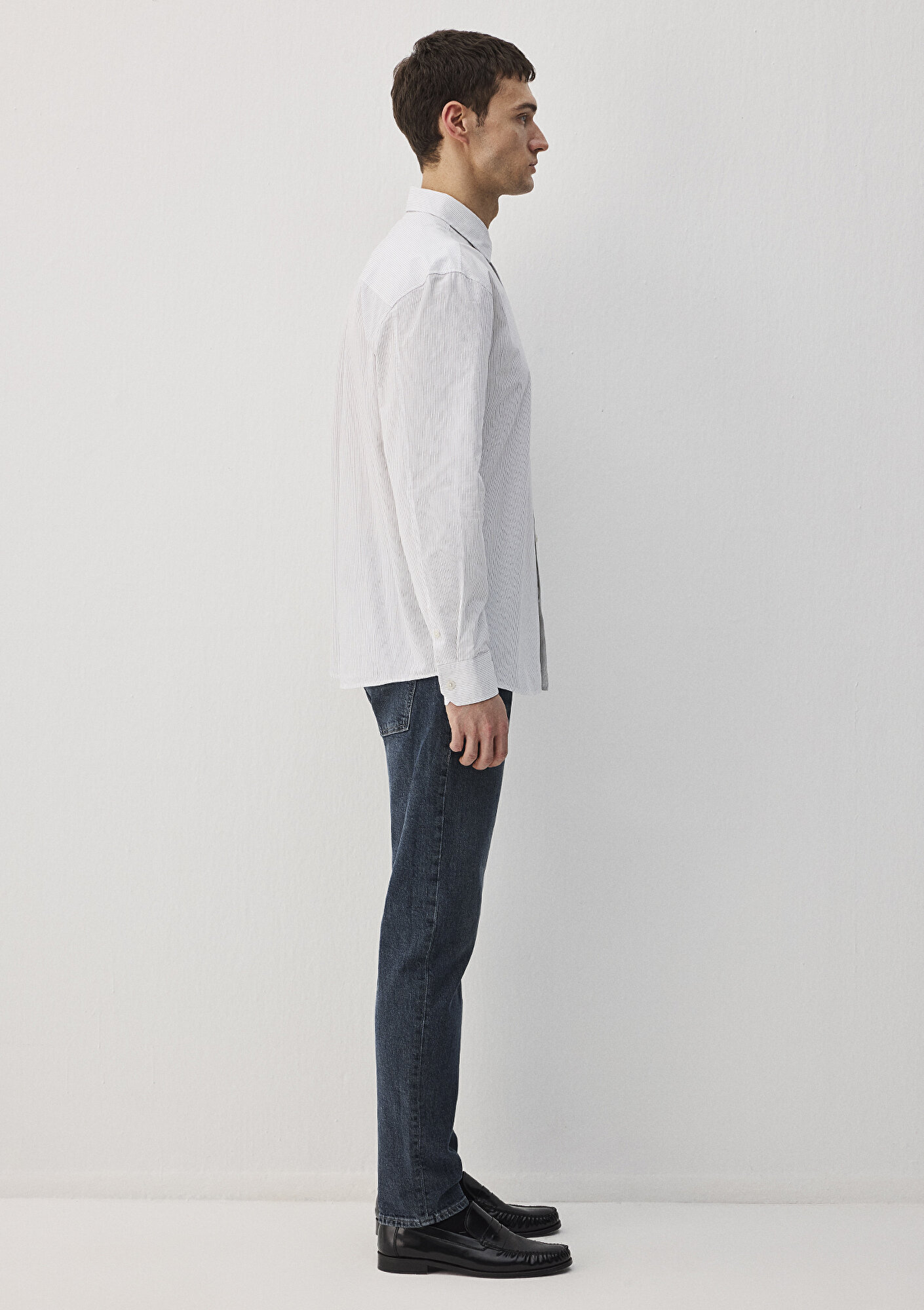  Mavi Çizgili Beyaz Gömlek Regular Fit / Normal Kesim 0211368-70497