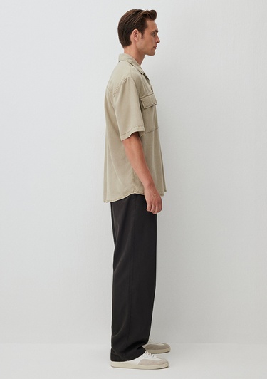  Mavi Bej Gömlek Loose Fit / Bol Rahat Kesim 0211119-70146