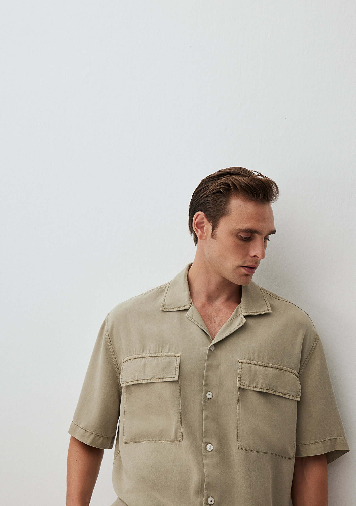  Mavi Bej Gömlek Loose Fit / Bol Rahat Kesim 0211119-70146