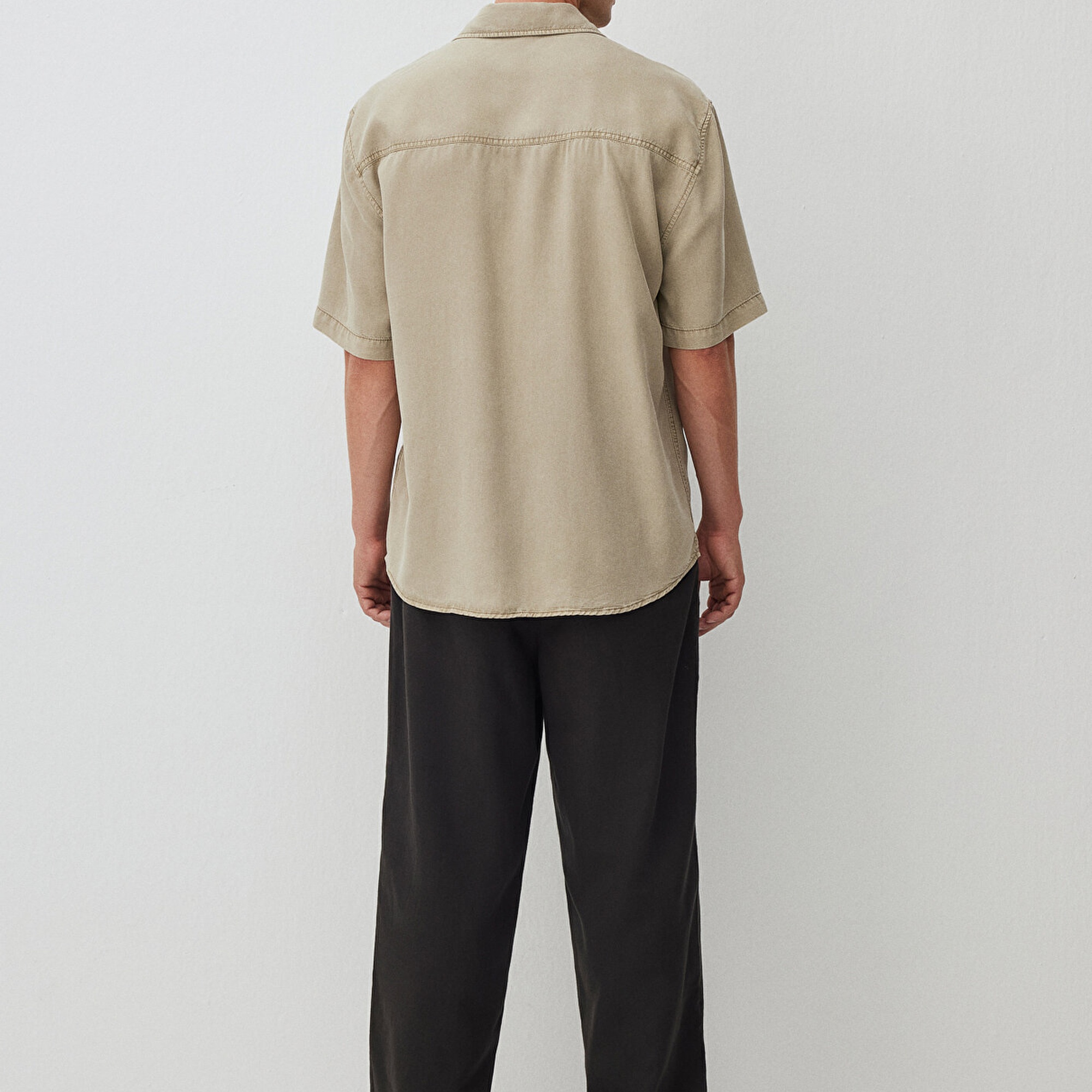 Mavi Bej Gömlek Loose Fit / Bol Rahat Kesim 0211119-70146