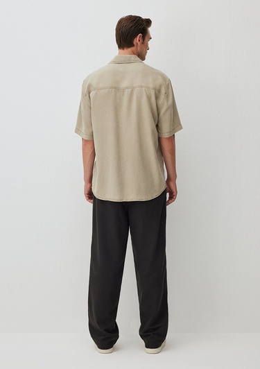  Mavi Bej Gömlek Loose Fit / Bol Rahat Kesim 0211119-70146