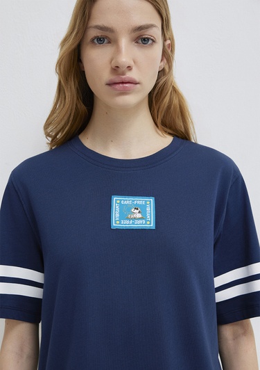  Mavi Snoopy Baskılı Lacivert Tişört Regular Fit / Normal Kesim 1614053-70488