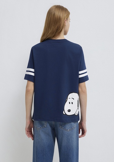  Mavi Snoopy Baskılı Lacivert Tişört Regular Fit / Normal Kesim 1614053-70488