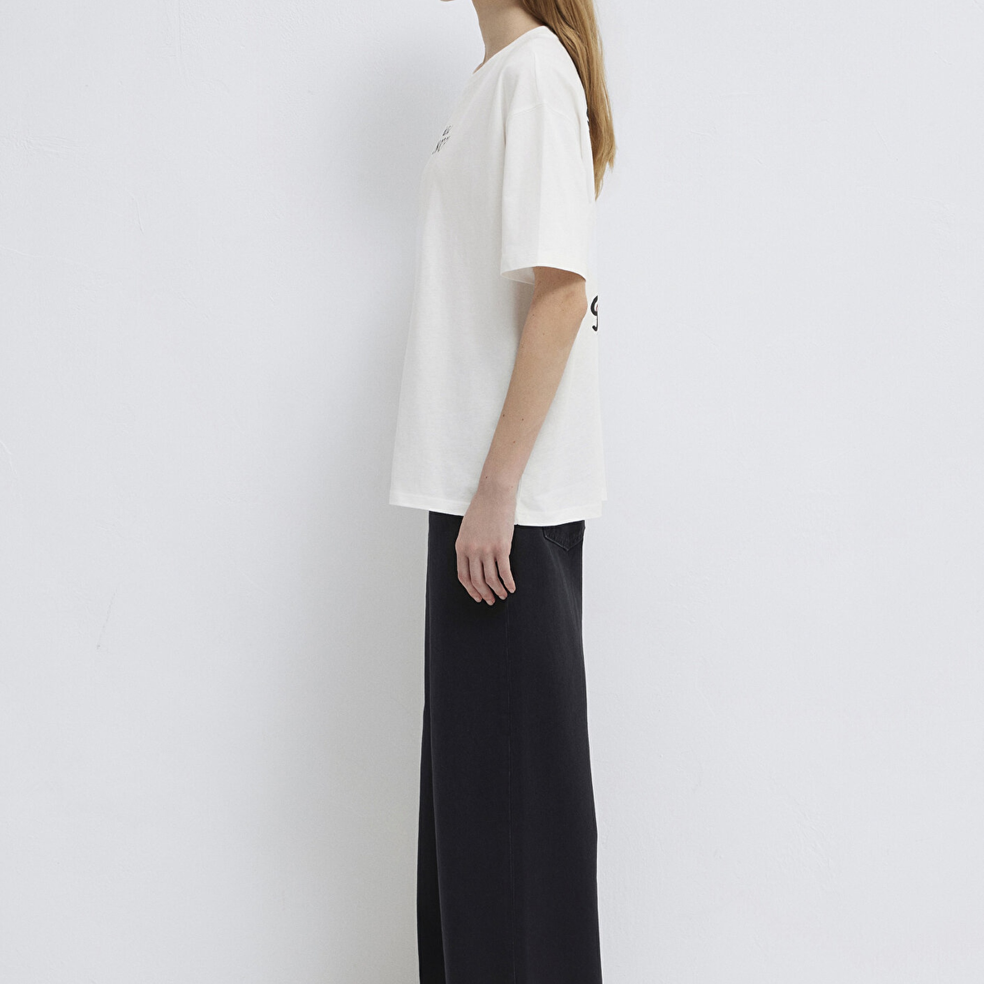 Mavi Snoopy Baskılı Ekru Tişört Loose Fit / Bol Rahat Kesim 1614055-70057