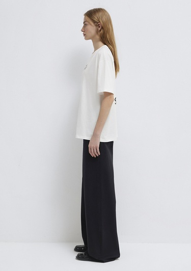  Mavi Snoopy Baskılı Ekru Tişört Loose Fit / Bol Rahat Kesim 1614055-70057