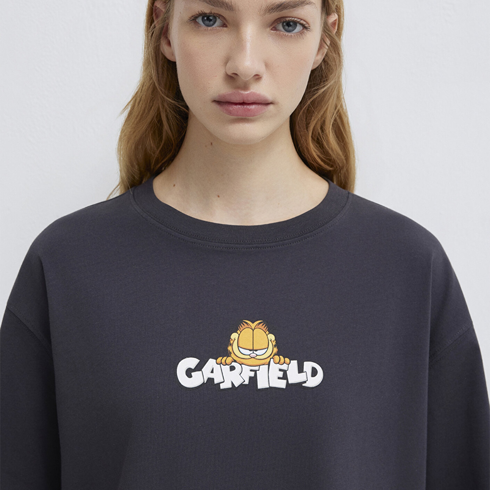 Mavi Garfield Baskılı Antrasit Tişört Loose Fit / Bol Rahat Kesim 1614051-70087