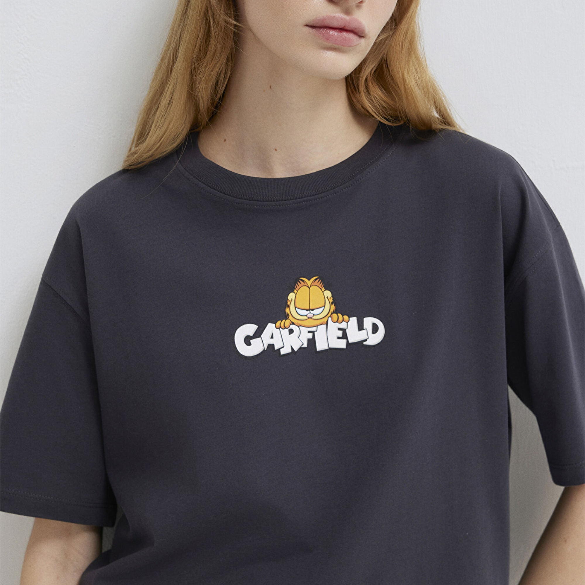 Mavi Garfield Baskılı Antrasit Tişört Loose Fit / Bol Rahat Kesim 1614051-70087