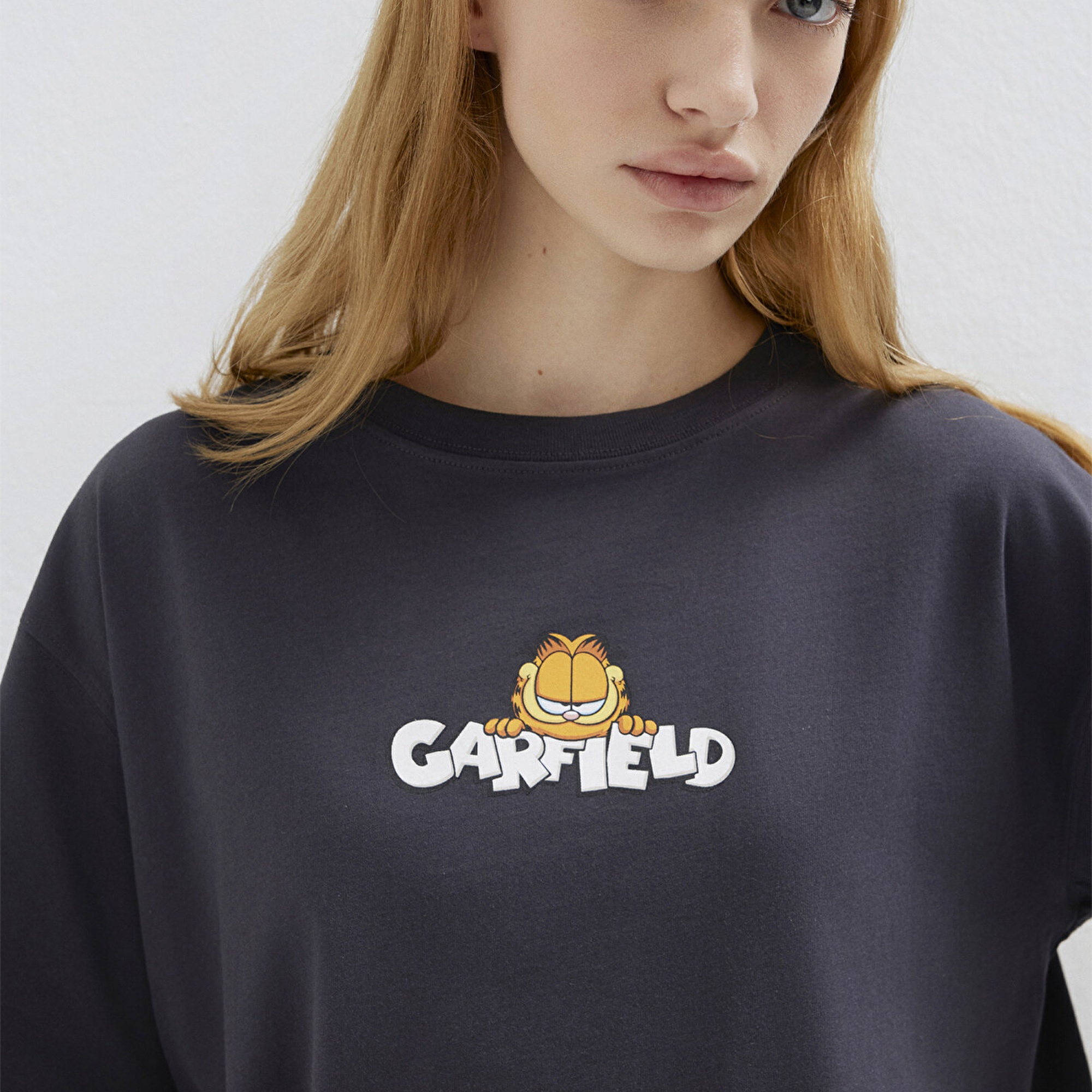 Mavi Garfield Baskılı Antrasit Tişört Loose Fit / Bol Rahat Kesim 1614051-70087