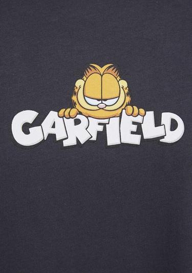  Mavi Garfield Baskılı Antrasit Tişört Loose Fit / Bol Rahat Kesim 1614051-70087