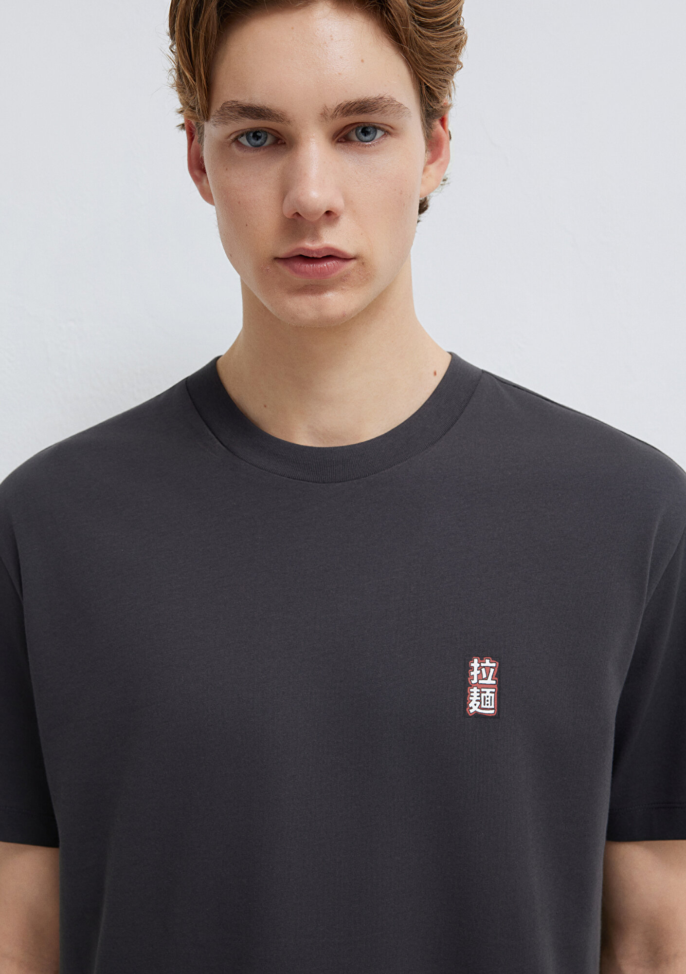  Mavi Baskılı Antrasit Tişört Loose Fit / Bol Rahat Kesim 0613299-70087