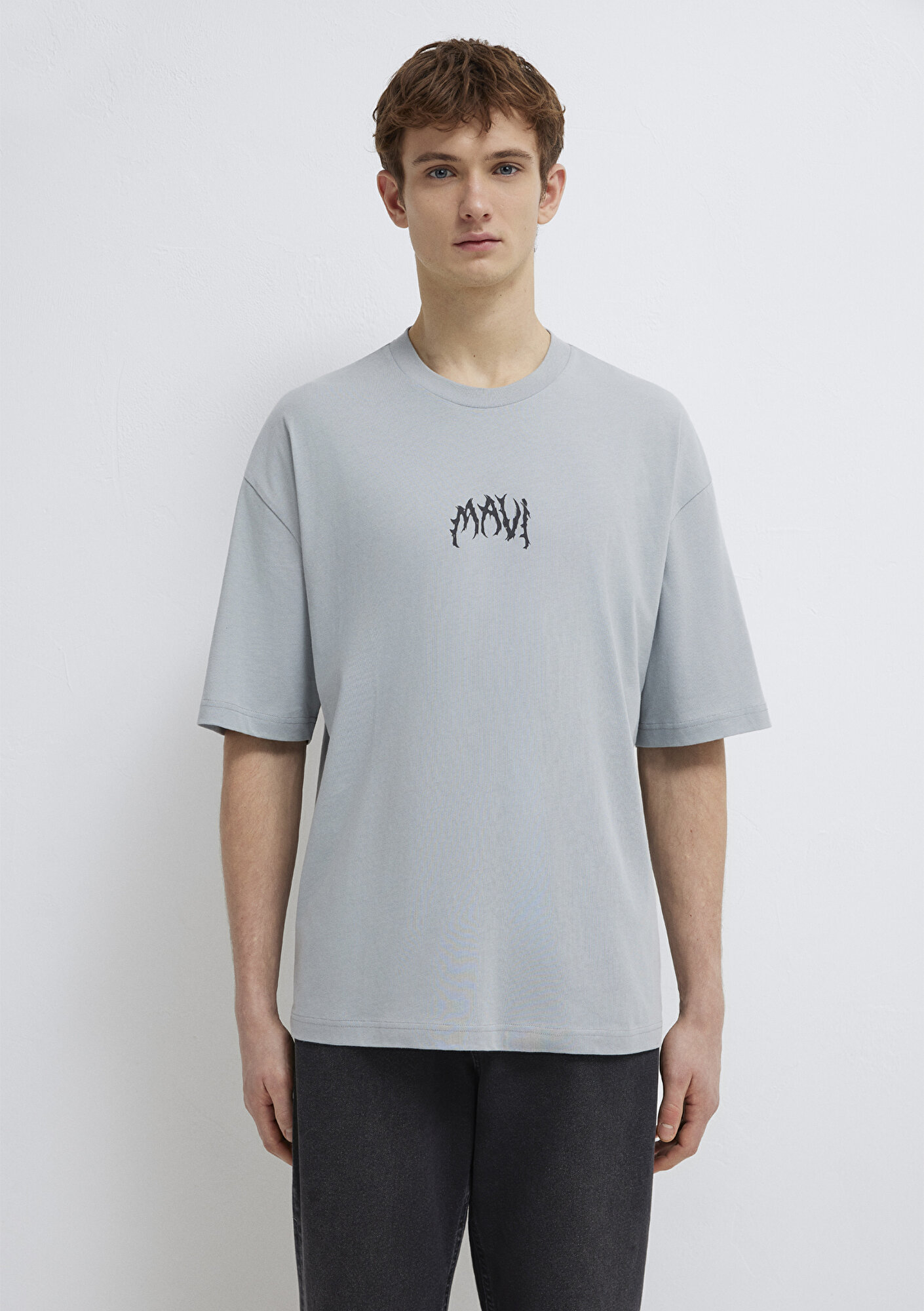 Mavi Mavi Sırt Baskılı Gri Tişört Oversize / Geniş Kesim 0613210-70093