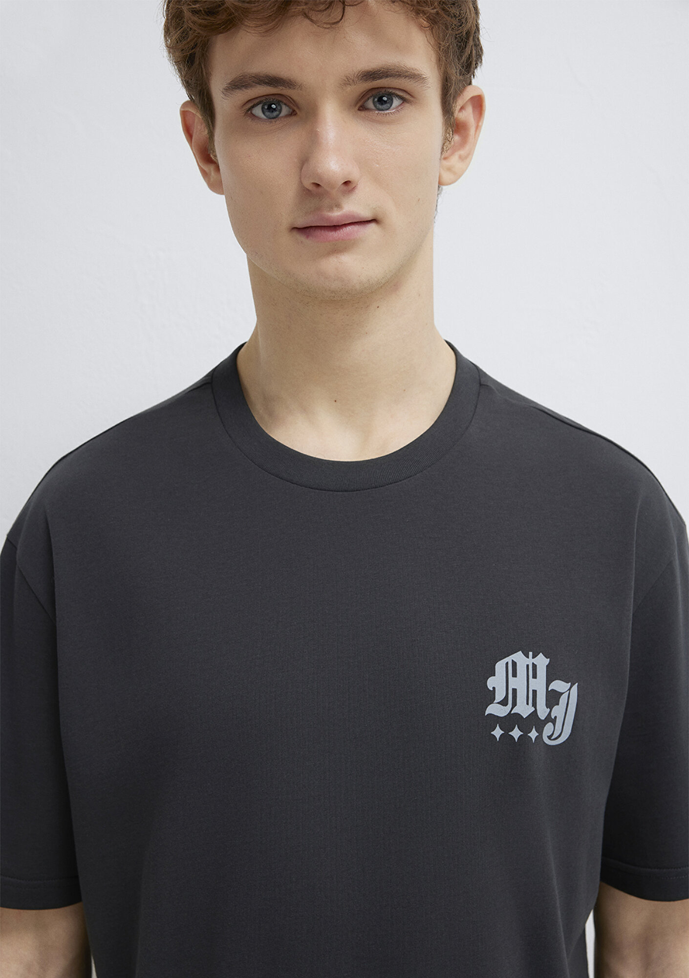 Mavi Mavi Jeans Baskılı Antrasit Tişört Loose Fit / Bol Rahat Kesim 0613212-70087