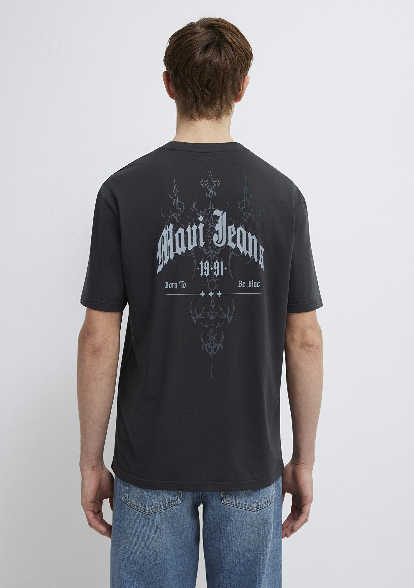  Mavi Mavi Jeans Baskılı Antrasit Tişört Loose Fit / Bol Rahat Kesim 0613212-70087